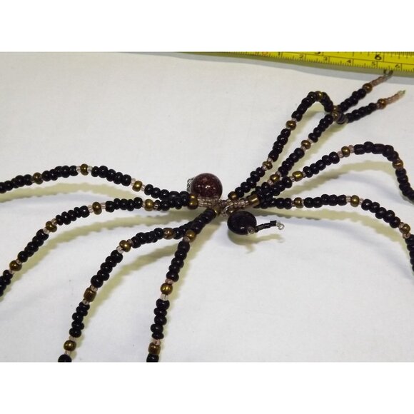 Handmade Beaded Spider Ornaments Set 7 Decor Figurines Beads Stones Ooak Bag7B - Picture 4 of 16